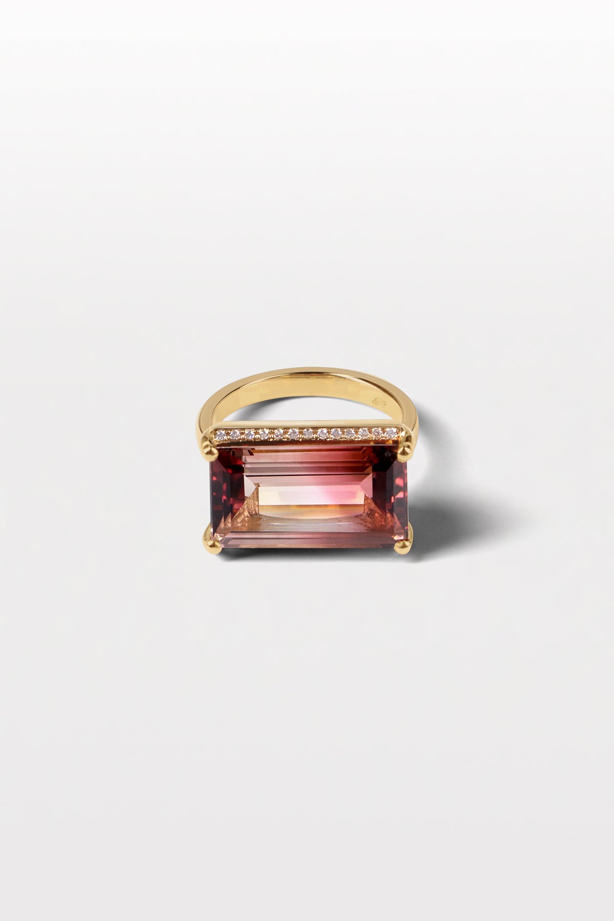 Lustre Ring Uniek ontwerp Bicolor Toermalijn 18K Geel Goud